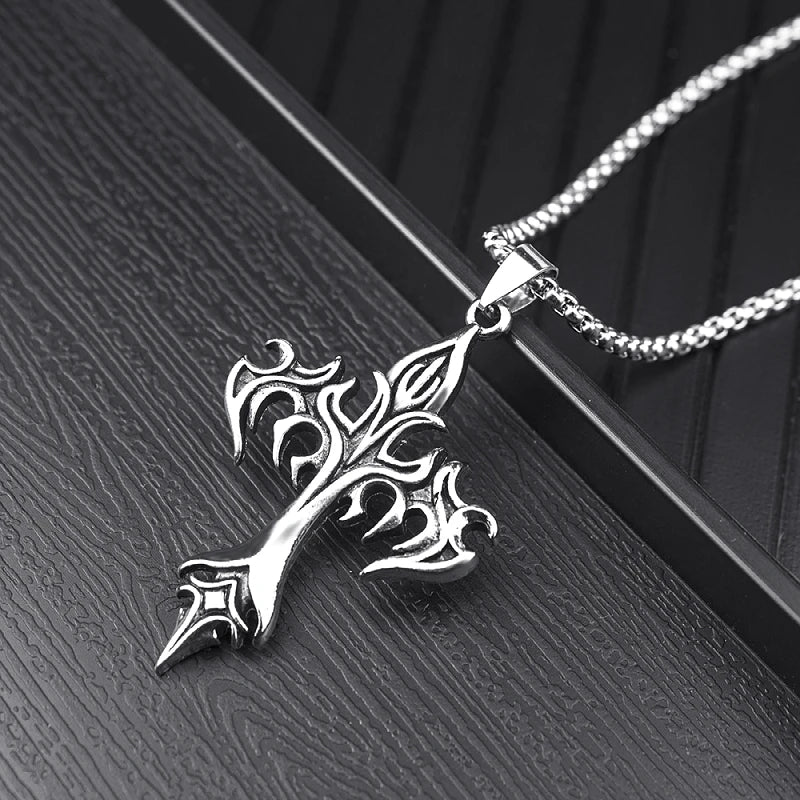 Flame Cross Necklace