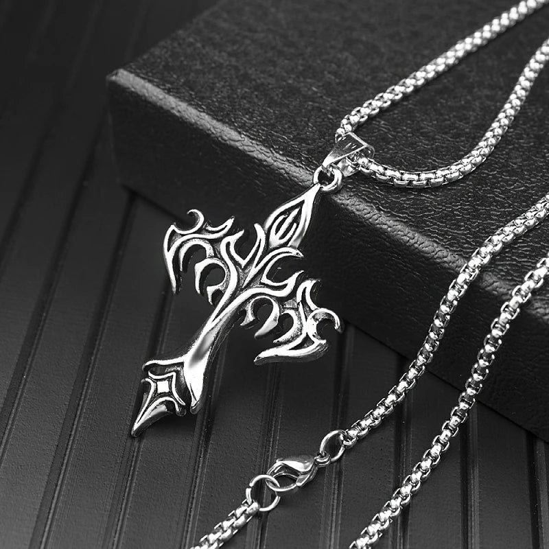 Flame Cross Necklace