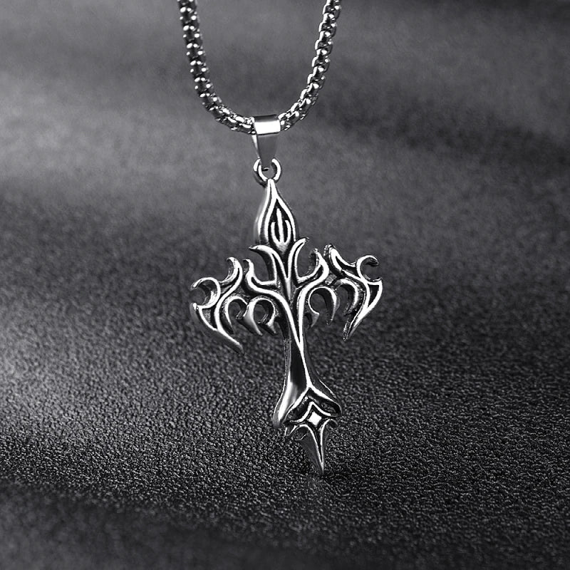 Flame Cross Necklace