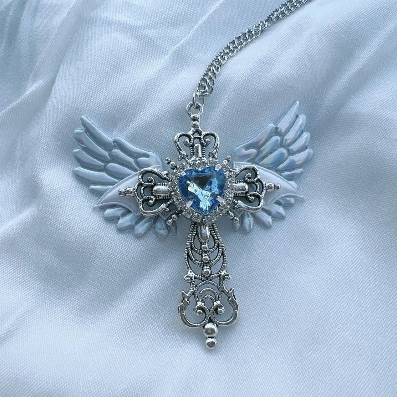 Heart Wings Cross Necklace