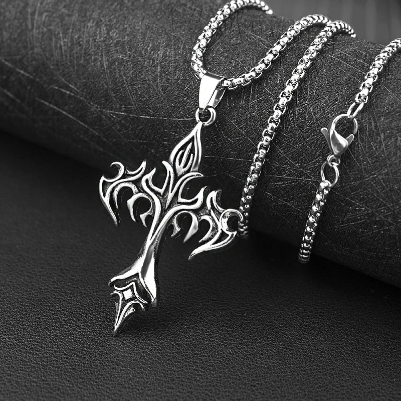 Flame Cross Necklace