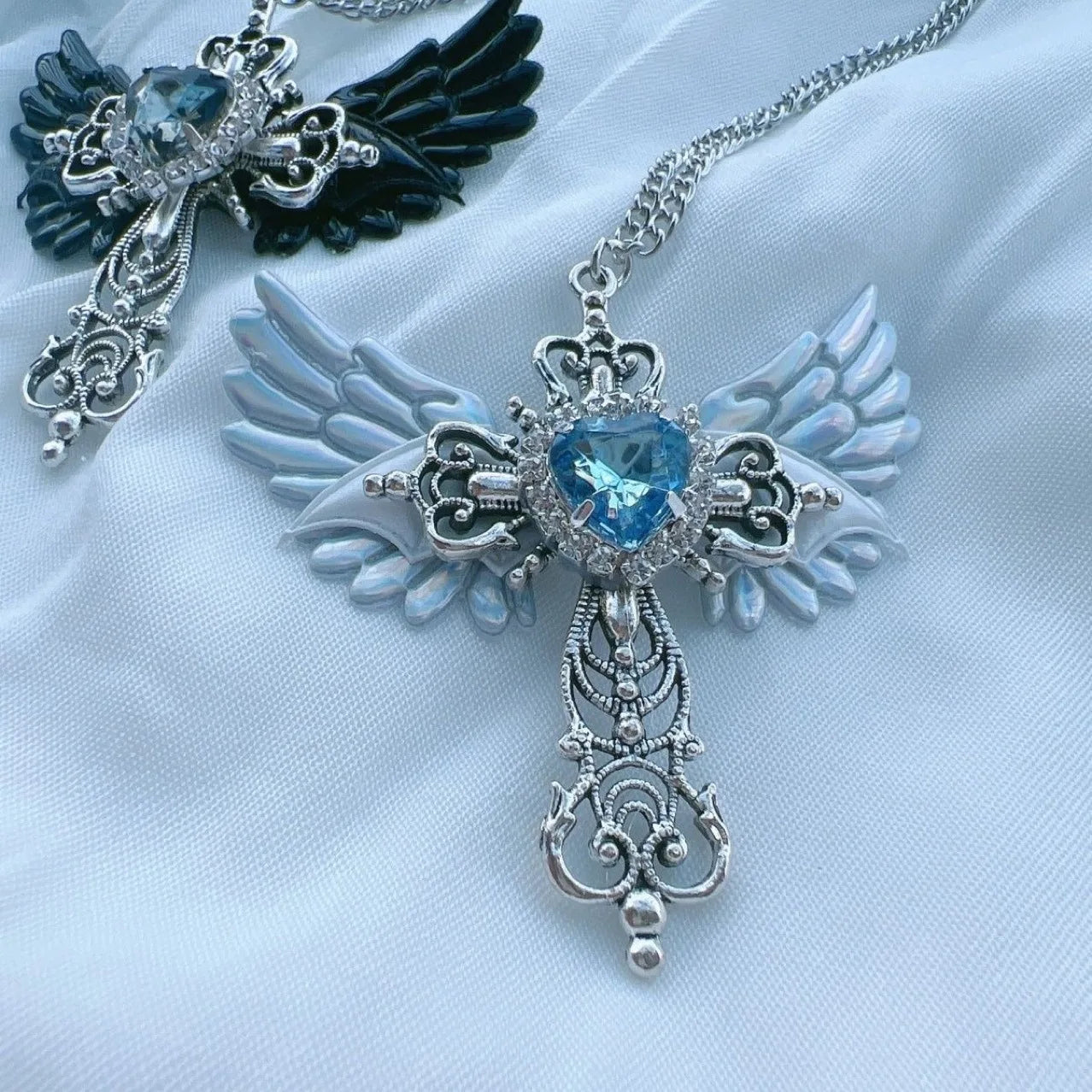 Heart Wings Cross Necklace