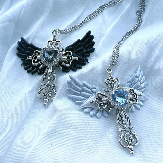 Heart Wings Cross Necklace